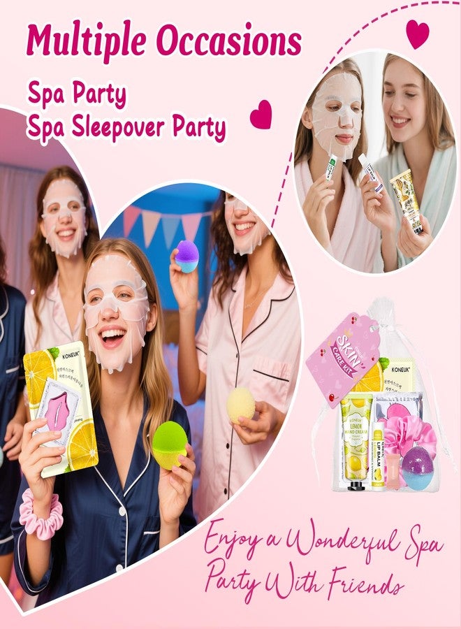 KONEUK 60PCS Spa Party Supplies for Girls, Include Face Masks, Hand Cream, Lip Balm, Foot Bath Bombs, Lip Mask, Under Eye Patches, Compressed Towels, Spa Birthday and Sleepover Party Supplies for Girls Women - Image 3